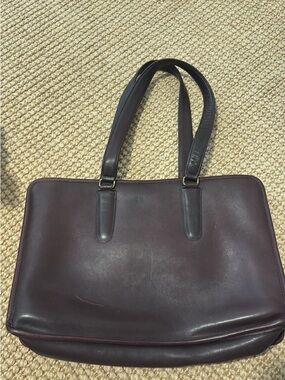 Vintage Coach NYC 70’s Brown Leather Marketing Tote Bag in Mocha